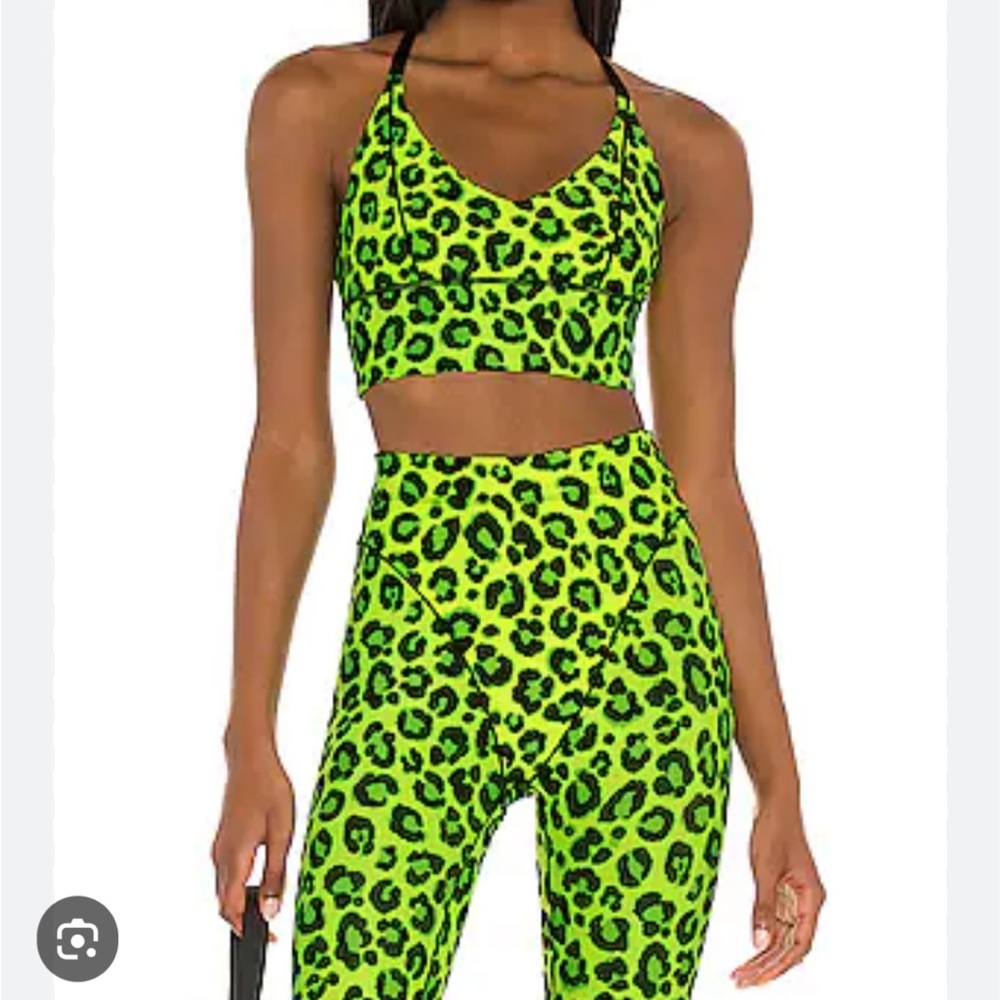Adam Selmam French cut Neon Green Leopard Print Activewear set - final price